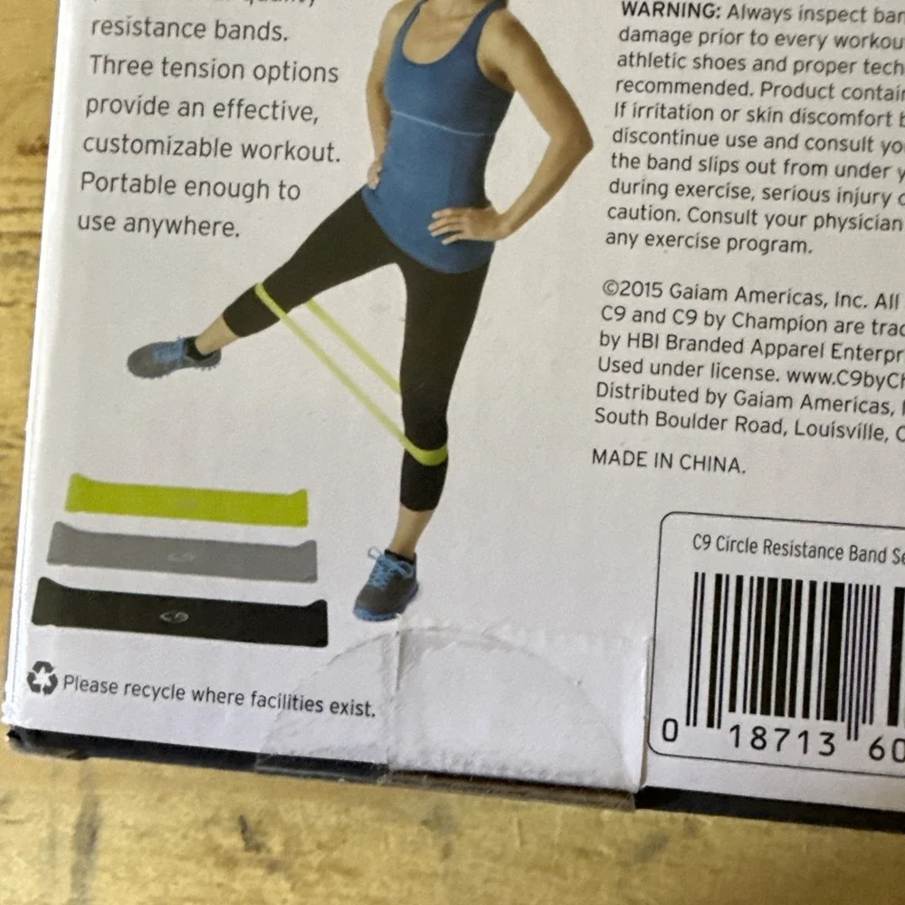 CHAMPION Exercise Circle Resistance Band ~ 3 Pack Set Light Medium & Heavy NEW